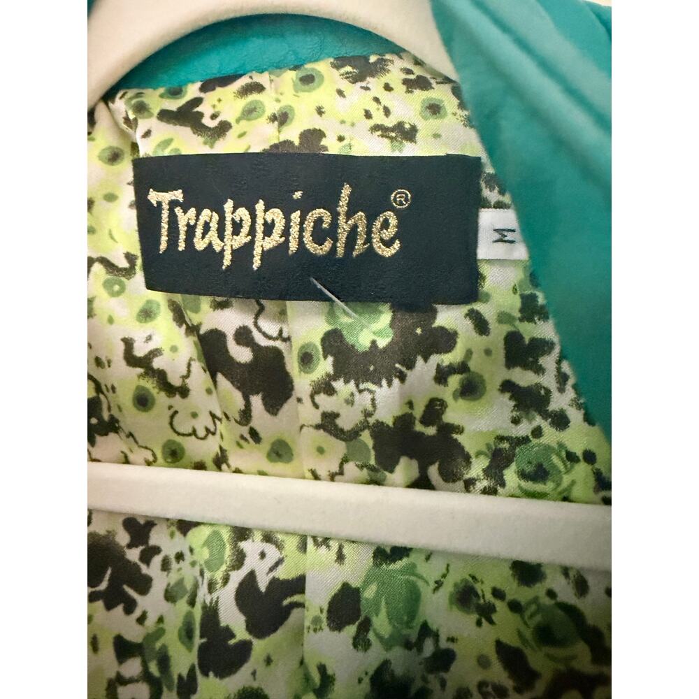 Traphiche Emerald Green Leather Moto Jacket Floral Lined - Picture 5 of 7